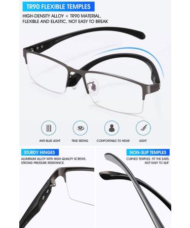 Vevesmundo Men's Sporty Rectangular Reading Glasses Set - Blue Light Filter +1.0 to +4.0 | 3 Pieces - Buy Online on GoSupps.com
