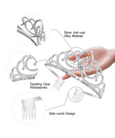 Didder Silver Crystal Tiara for Girls & Women - Rhinestone Princess Crown Headband for Bridal, Wedding, Birthday Party - Style B - Buy Online on GoSupps.com