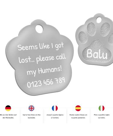Personalized Silver Dog Tag Paw - Custom Engraving | 26mm ENGRAVO - Buy Online on GoSupps.com