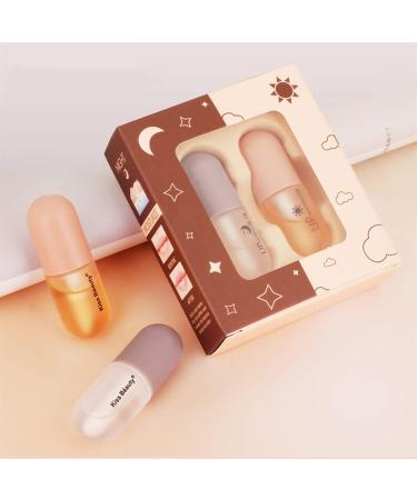 Natural Lip Plumper Set - Day & Night Lip Care Serum | Ginger & Mint 24h Moisturizing Tool | Clear 6ml Gloss for Beautiful Lips - Buy Online on GoSupps.com