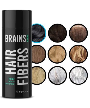 Brains & Son Hair Fiber - Premium Hair Thickener Immediately Conceals Receding Hairlines Hair Loss Balding Areas and Thinning Hair Undetectable Keratin Fibers - Hair Powder | 25g (BLACK)