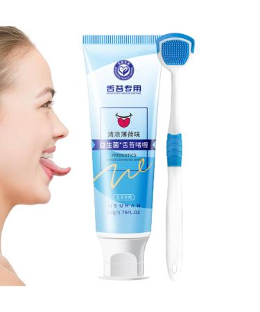Rosixehird tongue cleaning gel - natural organic tongue cleaning gel with cleaning brush - ergonomic tongue cleaner -burst set removed bad breath stains and deposits