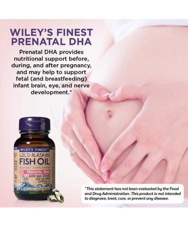 Wiley's Finest Wild Alaskan Fish Oil Prenatal DHA - 600mg Omega-3s for Pregnant & Nursing Women - 120 Softgels (60 Servings) - Buy Online on GoSupps.com