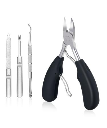 URAQT Toenail Clippers 4 Pcs Nipper Trimmer Kit with Nail Lifter and Nail File Precision Cuticle Scissors Nail Nippers Heavy Duty Nail Clippers Toenail Cutter for Thick Nails Ingrown Toenails Black-4pcs Set - Buy Online on GoSupps.com