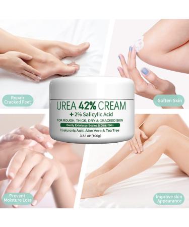 42% Urea Foot Cream - Plus Extra 2% Foot Cream for Cracked Heels and Dry Skin - Deep Moisturizing Aloe Vera Tea Tree Ingredient Treatment Maximum Strength for Callused Rough Skin - Buy Online on GoSupps.com