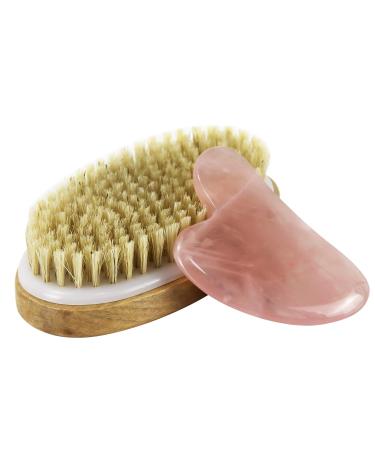 Skin Care Sets and Kits  guasha Tool for face and Dry Brushing Body Brush  Jade Stone Guasha Board and Bristle Shower Brush for Cellulite and Lymphatic