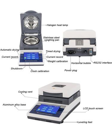 MOXAC 50GX0.001G Halogen Heating Laboratory Analyzer - Fast Moisture Test 0.02% Readability LCD Touchscreen USB & RS232 Connections - Buy Online on GoSupps.com