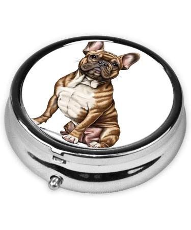 French Bulldog Mini Round Pill Box - 3 Compartment Portable Pill Organizer for Travel Home & Office - Buy Online on GoSupps.com