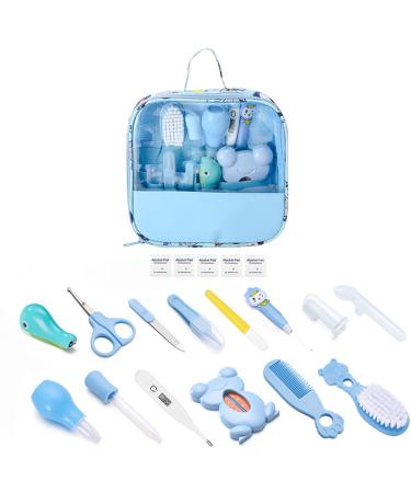 Baby Healthcare and Grooming Kit  Portable Baby Safety Care Set  Baby Essentials kit for Newborn (Blue 18 in 1)