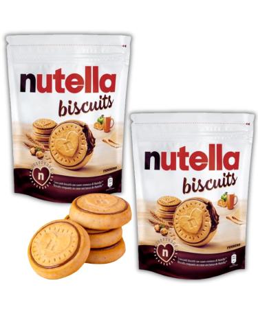 Classic Nutella Biscuits with Hazelnut and cocoa cream heart biscuits to share with those you love 304g in resealable bags (2 packs)