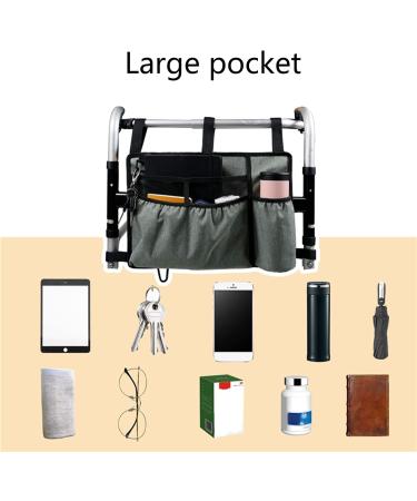 Walker Basket Waterproof with Multi Pockets Walker Attachment Hand Free Storage Pouch Household Supplies Grey - Buy Online on GoSupps.com