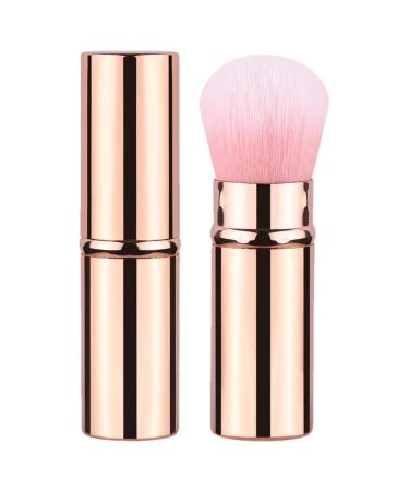 Retractable Makeup Brush - Travel Kabukis Powder Foundation Brush - Ultra Soft & Fine Bristles Face Blusher Brush With | For Bronzer Buffing Highlighter Flawlesss Powder Cosmetics Gold
