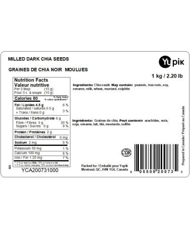 Yupik Chia Seed Powder 1 kg 6 Count GMO-Free Kosher Vegan Made from Finely Ground Raw Chia Seeds Salt-Free Oil-Free Rich in Fiber Source of Omega-3 Ideal for Baking Smoothies & Oatmeal 6 kg - Buy Online on GoSupps.com