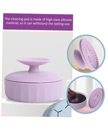 Silicone Makeup Brush Cleaning Box & Pad - Dry Cleaner Tool 7.9x5.25CM - Violet | Best Brush Scrubber Mat for Efficient Makeup Cleaning - Buy Online on GoSupps.com