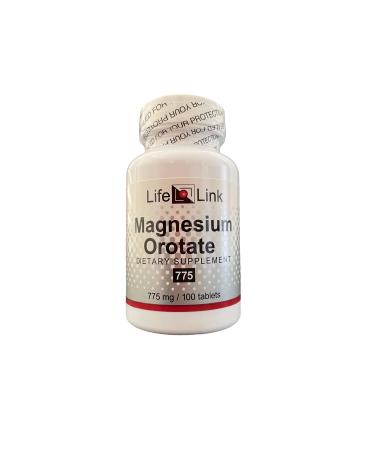 LifeLink's Magnesium Orotate | 775 mg x 100 Tablets | Brain Bone Cardiovascular Health | Gluten Free & Non-GMO | Made in The USA