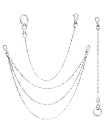 Anezus 3pcs Belt Chain, Pocket Chain, Chains for Wallet, Pants, Jeans, Goth Accessories for Eboy, Egirl, Men and Women