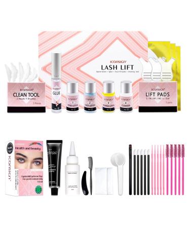 Lash Lift and Black Kit, Professional Eyelash Perm Kit and Black Eyelash & Eyebrow Set 3 in 1, Quick Lifting & Voluminous Coloring with Complete Tools for Salon Grade Home DIY