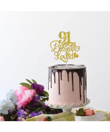 Tenhaisi Gold Glitter 91 Years Blessed & Loved Cake Topper - 91st Birthday / 91st Anniversary Cake Topper - Happy 91 Birthday Decoration - 91st Birthday / 91st Anniversary Party Decoration - Buy Online on GoSupps.com