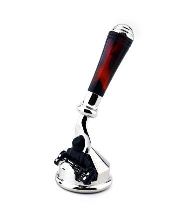 Tortoise shell effect razor with 1 triangular cartridge lightweight New mini handle design Stainless steel holder Perfect shave Great