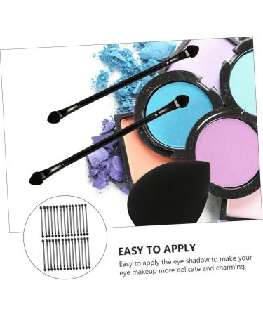 SOESFOUFU 30pcs Double Ended Eyeshadow Brush Makeup Blending Sponge Blush Stick Eye Makeup Wooden Handle Black - Buy Online on GoSupps.com