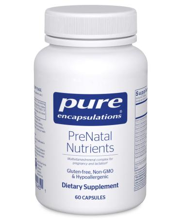 Pure Encapsulations PreNatal Nutrients - for Pregnancy & Lactation - Aids Energy & DNA Development* - with Folate Choline & Iron - Gluten Free & Non-GMO - 60 Capsules 60 Count (Pack of 1)