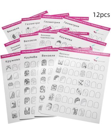 Nail Art Practice Book Beginner Manicure Training Drawing Cards Easy to Clean 12 Sheets Manicure Training Cards - Buy Online on GoSupps.com