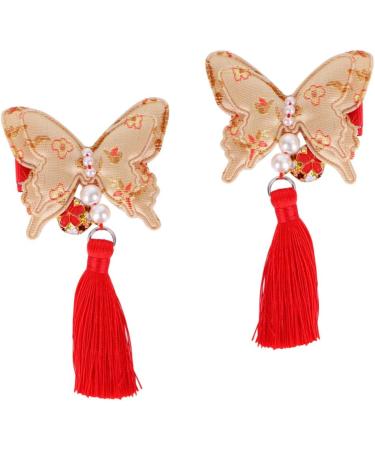 ibasenice 2 Pairs Chinese Style Hairpin Tassels Barrettes Party Hair Clip Kids Hairpin for New Year Bows Hair Clips New Year Bobby Pin Japanese-style Hairpin Child Girl Side Clip - Buy Online on GoSupps.com