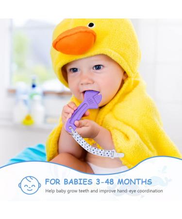 Osdue Baby Teething Toys - BPA Free Silicone Bite Rings (4 Pack) for Boys & Girls - Soft Easy Handle Baby Biting Rings in Blue Purple Yellow & Orange - Buy Online on GoSupps.com