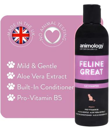 Animology Feline Great Cat Shampoo 250ml - Gentle Peach Fragrance - Skin-Friendly Cat Care - 2 Pack for Clean Healthy Fur - Buy Online on GoSupps.com