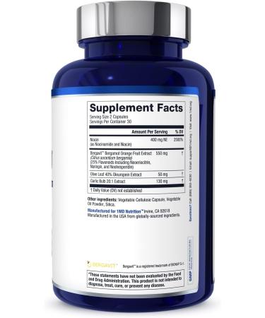 1MD Nutrition CholestMD with Olive Leaf Extract Bergavit Niacin Garlic | 60 Capsules 60 Count (Pack of 1) - Buy Online on GoSupps.com