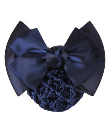 Gloryhonor Women Pro Bow Barrette Hair Clip Cover Bowknot Bun Snood Hairnet Hair Accessory - Blue
