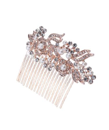 FRCOLOR bridal headpiece pearl hair accessories rhinestone headpiece rhinestone hair accessories bridal hair comb wedding hair comb bridal hair accessories bride rose gold hair plug