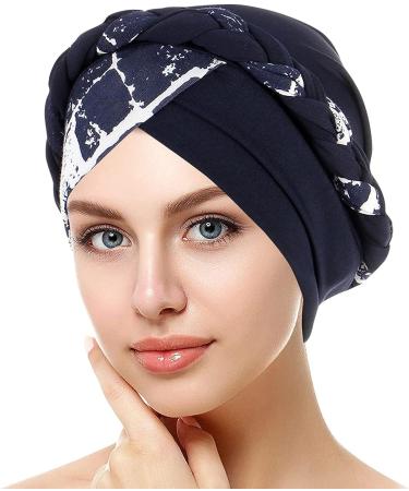 Ethnic Pre-Tied Water Cap Hair Braid Wrap Head Baseball Cap Navy, One Size - Buy Online on GoSupps.com