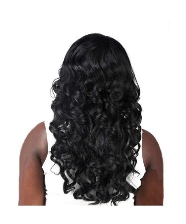 Long Black Wavy Wig for Women - Synthetic Curly Hair for 50s 60s 70s 80s Cosplay & Everyday Wear - Buy Online on GoSupps.com