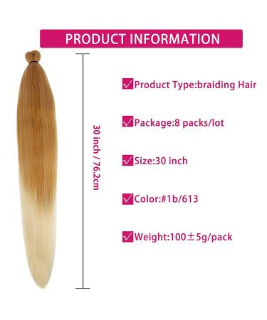 Pre Stretched Ombre Braiding Hair 30 8 Packs/Lot 27/613 Color | Yaki Texture | Hot Water Setting | Itch-Free Synthetic Extensions - Buy Online on GoSupps.com