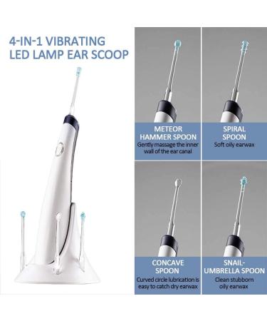 Vibrating Ear Wax Removal Tool with Light - Safe Ear Wax Cleaner for Adults or Kids with 4 Ear Pick Pieces and Brush - White - Buy Online on GoSupps.com