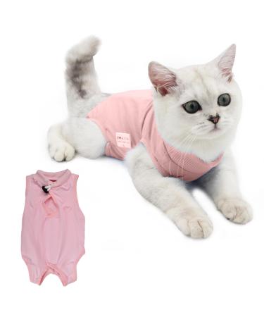 Cat Onesie Recovery Suit Cat Surgical Vest Cat Body Suits for Medical Care Kitten Post-operative Recovery Vest Shirt Kitten Breathable Clothes for Abdominal Wounds Anti Licking (M pink) M pink