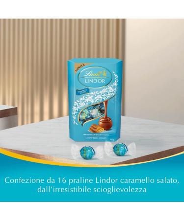 Lindt Lindor Caramello Salato Pralines au chocolat au lait et cristaux de sel avec caramel doux sal 200 g - Buy Online on GoSupps.com