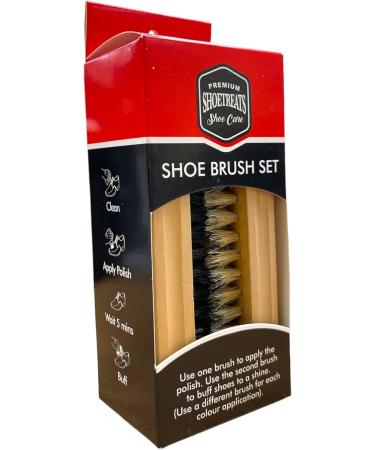 Shoetreats 2 Piece Traditional Wooden Handled Shoe Brush Set - Shoe Boot Cleaning Polish Buffing - Buy Online on GoSupps.com