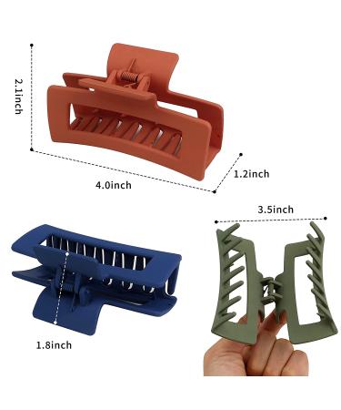 6 Pack Big Claw Hair Clips for Women - 4.1 Inch Non-slip Rectangle Jaw Clips - Stylish Matte Hair Accessories for Thick Hair - Buy Online on GoSupps.com