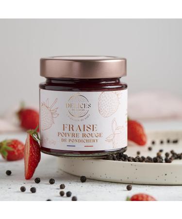 O D lices de Lucas D lices de Lucas Strawberry & Red Pepper Jam Pondicherry 60% Fruit Handcrafted and Made in France Glass Jar 230 g French Gastronomy
