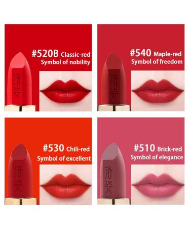 LUOZI Matte Lipstick Waterproof Long Lasting 24Hr Moisturizing Nourishing Brick Red Lipstick - Ideal for Mature Women (510 Brick Red) - Buy Online on GoSupps.com