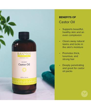 Banyan Botanicals 16 oz USDA Organic Castor Oil - 100% Pure Ayurvedic Oil for Hair, Skin, Eyelashes - Buy Online on GoSupps.com
