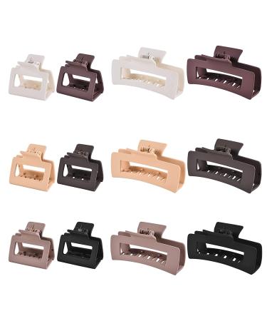 12 Pcs Rectangle Hair Clips Set for Women and Girls - Includes 6 Large Claw Clips for Thick Hair and 6 Small Claw Clips for Thin Hair - Buy Online on GoSupps.com