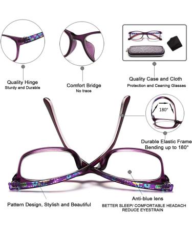 Eyeurl 2-Pack Anti-Blue Reading Glasses for Men & Women - Comfortable Vintage Style with Spring Hinges | Red & Purple 1.0X - Ideal for Computer Use - Buy Online on GoSupps.com