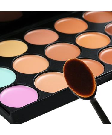 BOOLAVARD 15 Color Concealer Palette - Professional Camouflage & Contour Makeup with Oval Brush | Best Eye & Face Cream for Flawless Skin - Buy Online on GoSupps.com