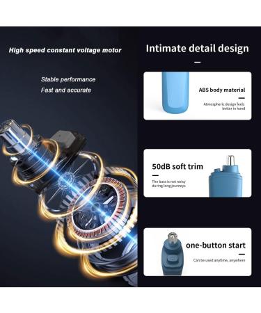 Portable Nose Hair Trimmer for Men & Women - Rechargeable 360 Capture Washable Cutter Head - Blue - Buy Online on GoSupps.com