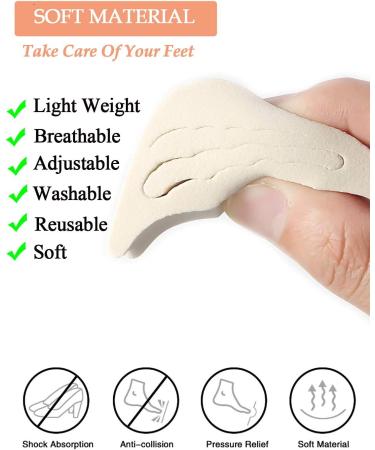 4 Pairs Adjustable Shoe Filler & Heel Grip Liner Inserts - Reusable Toe Plug Foot Brace Pads for Men & Women - Black Khaki Beige - Buy Online on GoSupps.com