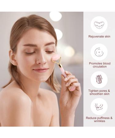 Jade Roller & Rose Quartz Facial Massager Set | Premium Stone Face Roller for Radiant Skin - Buy Online on GoSupps.com