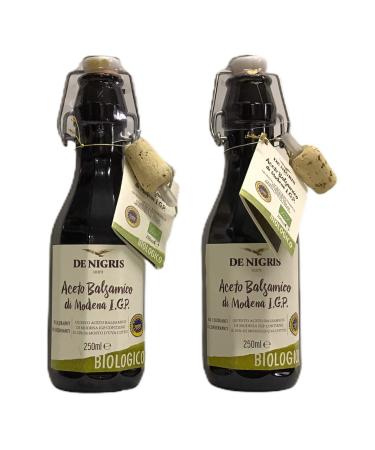 Balsamic vinegar of Modena 2x250ml organic balsamic vinegar of IGP model with 55% cooked grape must produced in Modena Italy
